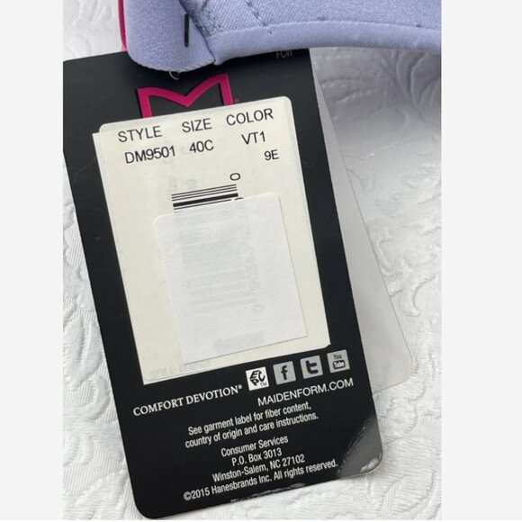 Maidenform Periwinkle Blue T-Shirt Bra 40C NWT Lightly Lined Underwire - Picture 10 of 10